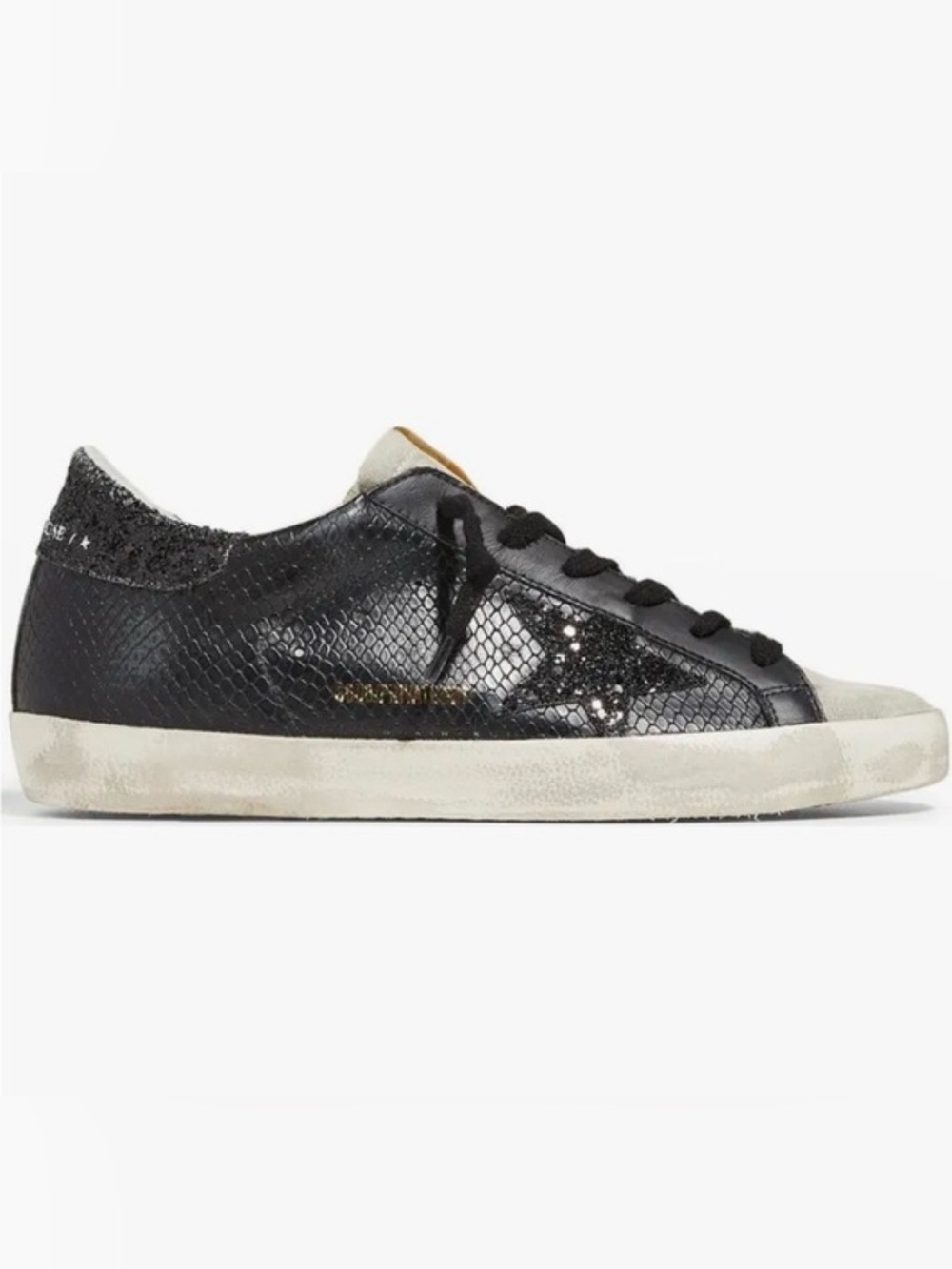 Golden Goose Glitter Superstar Black Ice Suede Python Texture